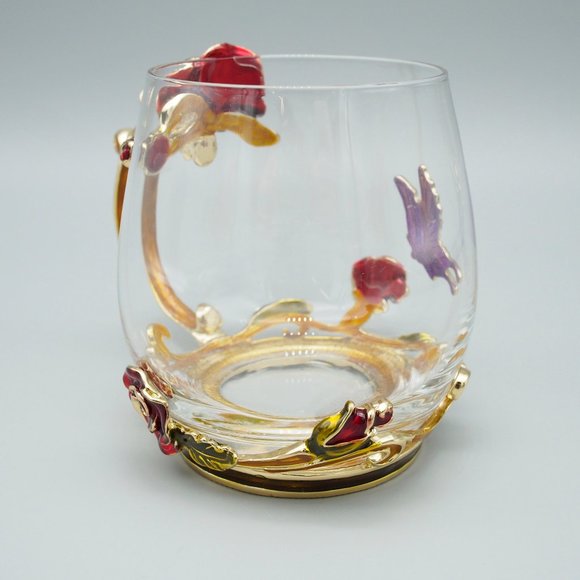 Reposhed Arc Of France Glass Mug & Spoon - Rose & Butterfly Design - Picture 7 of 15